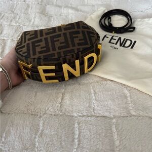 Fendi Brown and Gold Logo Crossbody Bag